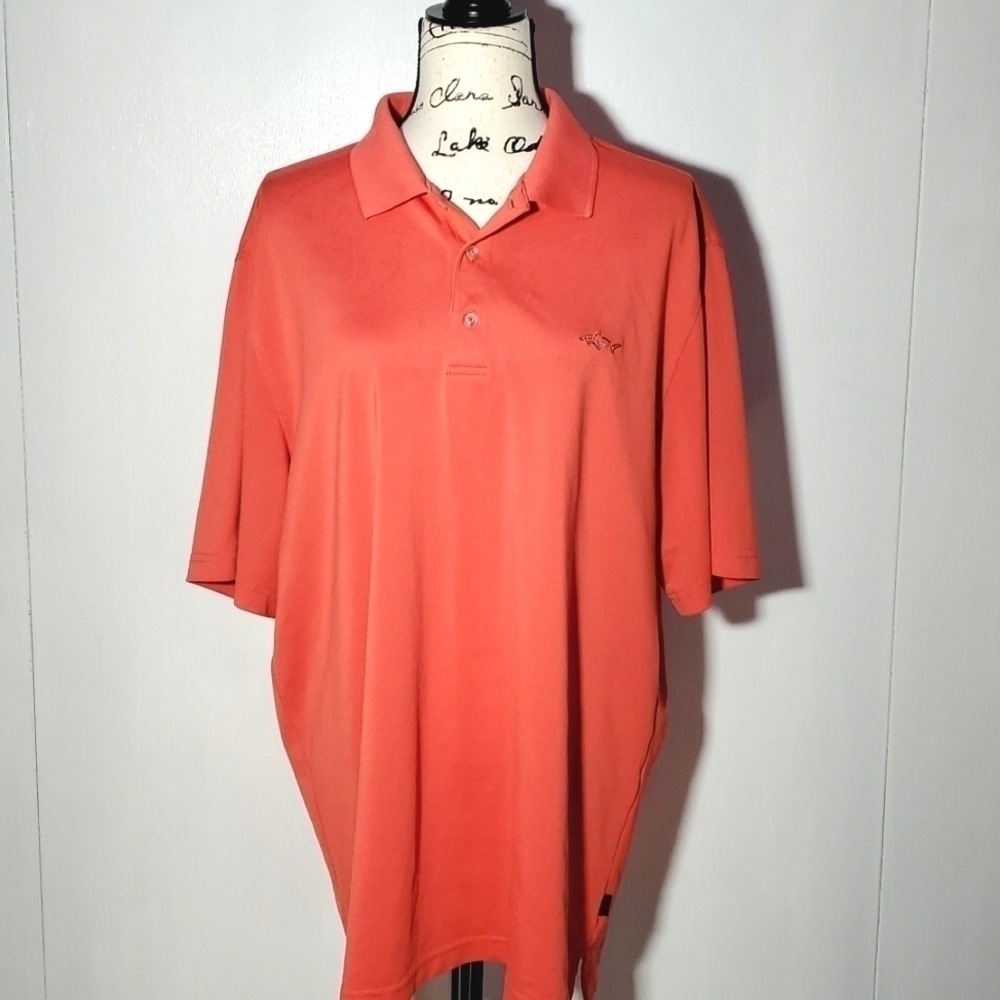 Greg Norman| Mens 5 Iron Play Dry Polo Coral/Salmon Golf Shirt Sz. Large